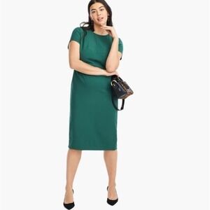 Universal Standard for J. Crew NWT Stretch Twill Sheath Dress Forest Green 2X